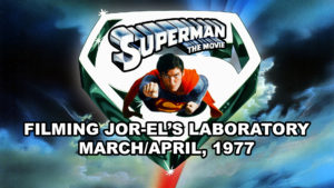 SUPERMAN THE MOVIE- Filming Jor-El's laboratory.
April 1977. C Stage, Pinewood Studios.