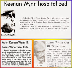 SUPERMAN THE MOVIE- Keenan Wynn as Perry White articles. Mid May 1977.