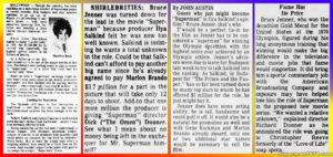 SUPERMAN THE MOVIE- Bruce Jenner newspaper clips.
September 1976.