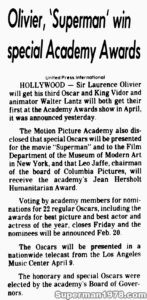 SUPERMAN THE MOVIE- Newspaper article. February 20, 1979.