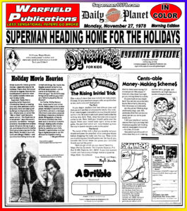 SUPERMAN THE MOVIE THE DAILY PLANET- November 27, 1978.