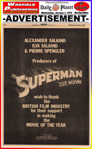 SUPERMAN THE MOVIE THE DAILY PLANET- January 3, 1979.