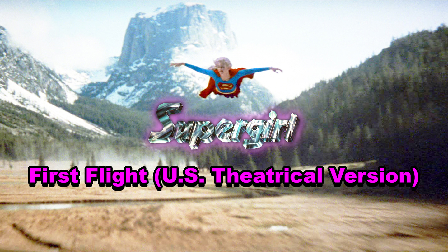 SUPERGIRL- First flight U.S. theatrical version.
Caped Wonder Stuns City!
