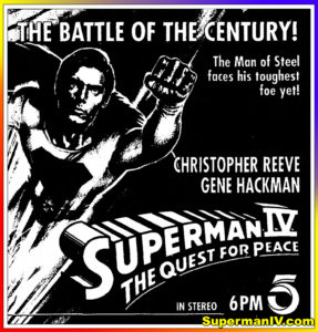 SUPERMAN IV- KTLA television guide ad. April 26, 1992. Caped Wonder Stuns City!